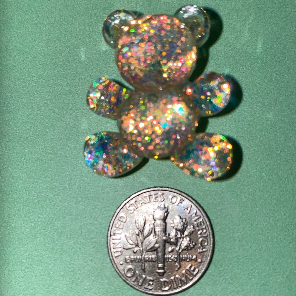 (10 for $15) White Sparkly Teddy Bear Acrylic Croc Shoe Charms